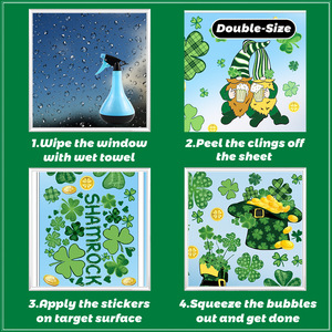 New Irish <strong>Guardian</strong> Saint Patrick's Day Hand Drawn Clover Showcase Store Glass Stickers - Product Image 4