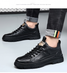 Chaussures habillées en cuir marron à lacets, à semelle épaisse, de haute qualité, élégantes et décontractées - Product Image 6