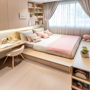 <span class=keywords><strong>Lit</strong></span> Tatami sur Mesure avec Rangement Intégré, Bureau et Armoire Multifonctionnels en Bois Écologique pour Chambre d'Appartement Urbain Compact - Product Image 1