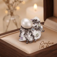 Broche vintage en argent sterling 925 avec perle baroque en gros