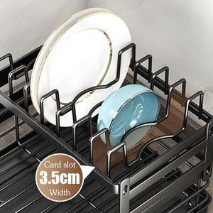 Moderno Escurridor de Platos y Tazones de Acero Inoxidable con Soporte para Cubiertos, Organizador de Encimera - Product Image 3