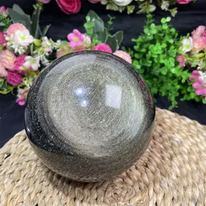 Esfera de Obsidiana de ouro mágico, bola de cristal de cura natural, bola de Obsidiana para decoração