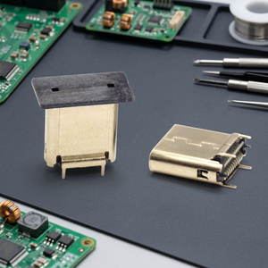 หัวต่อ USB 3.1 Type C แบบตัวเมีย SMT แนวตั้ง ความเร็วสูง หน้าสัมผัสทองแดงผสม ชุบดีบุก ตัวเรือน LCP มาตรฐาน UL94V-0 ป้องกันไฟลุก - Product Image 3
