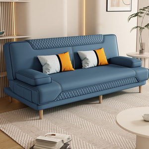 Simple and Modern Small Family Living Room Apartment Dual Purpose Cat Scratch Leather <b>Folding</b> <b>Sofa</b> <b>Bed</b> - Product Image 6