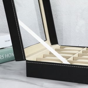 24 Khe Cắm PU da có thể khóa đồng hồ hộp lưu trữ với kính nắp hiển thị trường hợp - Product Image 3
