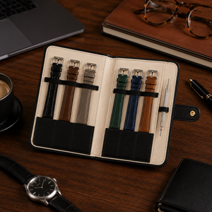 Wholesale Branded PU Snap Button <b>Watch</b> Band Holder Custom Print Portable Luxury Store Choice for Worldwide <b>Watch</b> Accessories - Product Image 2