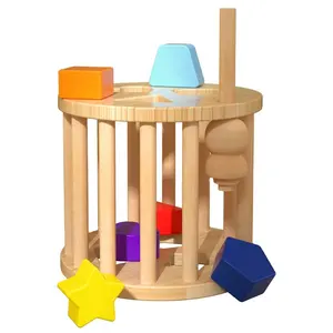 Nuevo estilo rueda mental redonda juguete juego a juego Montessori juguetes forma de madera clasificador cubo juguete
