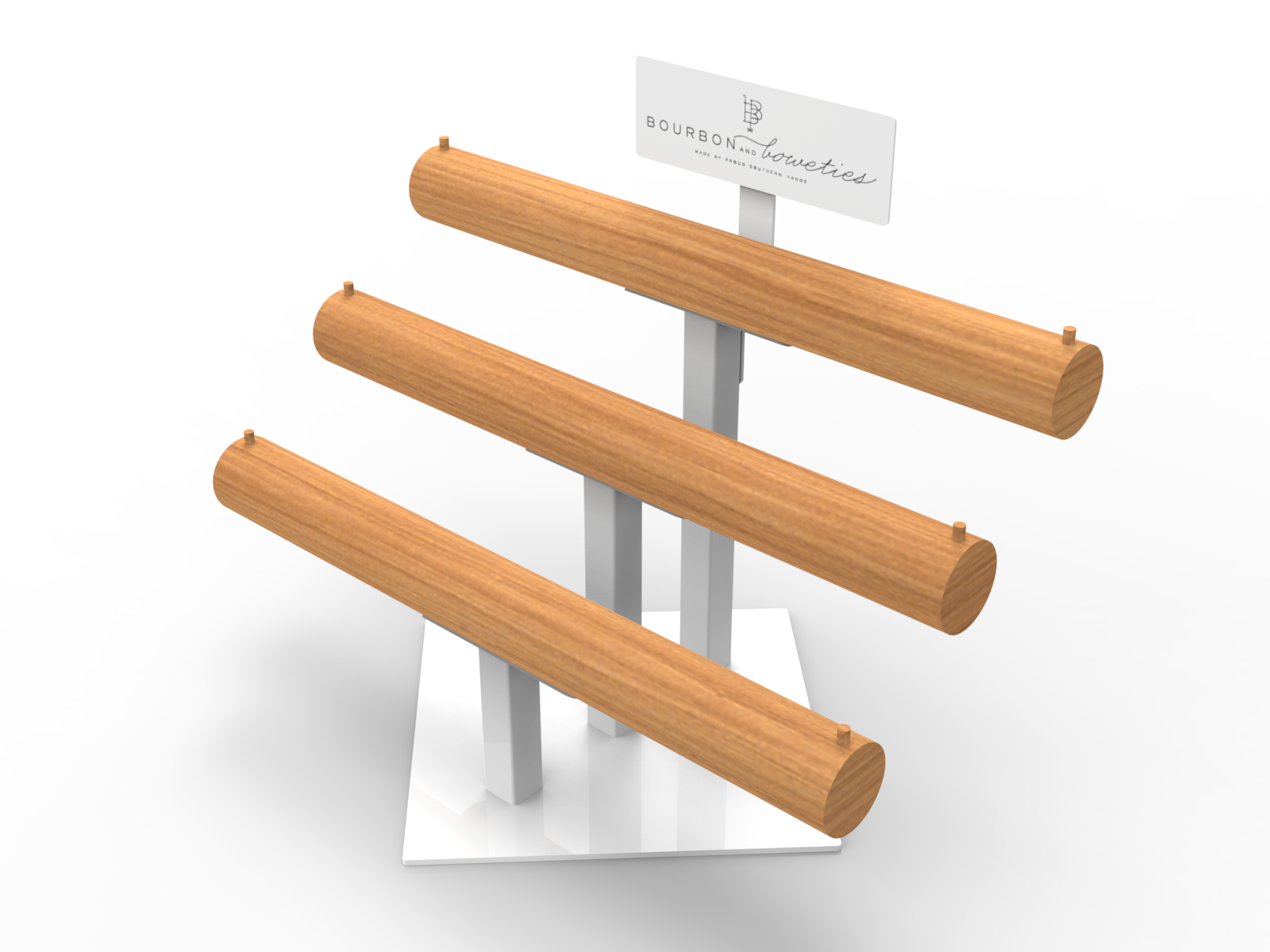 Wood Foldable for Hand Chain Display Stand with Ladder Shelf and Base for Retail Store — view 4