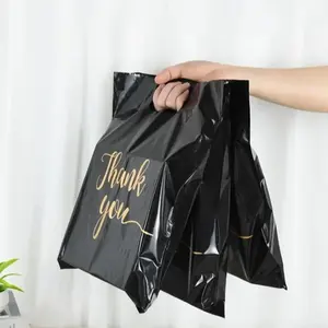 Sacola de compras plástica de alta qualidade com logotipo personalizado, embalagem plástica HDPE, alça cortada, sacola de transporte