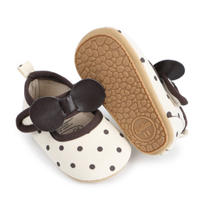 Bowknot Black Polka Dot Baby First Walker <b>Shoes</b> Toddler Non-Slip Rubber Soft-Sole Baby Prewalker <b>Shoes</b> Baby Princess <b>Shoes</b> - Product Image 3