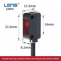Sensor Laser Mikro Layns LV-E30/LV-E50 Refleksi Difus Tipe Through-beam Sensor Fotoelektrik Titik Kecil 24V NPN