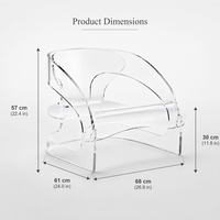 Fauteuil de salon moderne en acrylique transparent sans accoudoirs, siège individuel pour appartement, hôtel, salon, chambre, balcon