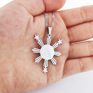 Collar con Mapa de Filipinas, Joyería de Acero Inoxidable, Collar con Mapa de Filipinas y Estrella Solar, Chapado en Oro, Orgullo Filipino, Joyería <span class=keywords><strong>Fina</strong></span> - Product Image 2
