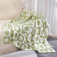 Nordische doppelte halbe Seite Smiley Fleece Sofa bezug Feder garn Decke Wolke doppelt gestrickte Decke