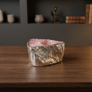 Porte-bougie à la cire de bougie en cristal brut sculpté à la main de forme irrégulière en quartz rose naturel - Product Image 2