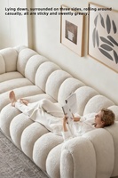 Canapé convertible minimaliste 1, 2 ou 3 places, design crème, revêtement en fausse fourrure d'agneau, emballage sous vide, sans structure, pour villa ou bureau
