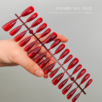 Vente en gros de faux ongles en gel pressés personnalisés, 30 pièces, effet œil de chat, réutilisables, couleur unie, faux ongles avec emballage personnalisé