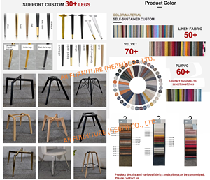 Chaise de salle à manger directement en usine Chaise d'appoint moderne en velours rembourrée à dossier arrondi Support de chaise en gros et conception personnalisée - Product Image 6