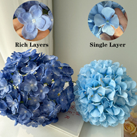 Fleurs d'hortensias artificielles en soie rose poudré pour la décoration, fleurs d'hortensias artificielles en gros, arrangement floral pour mariage