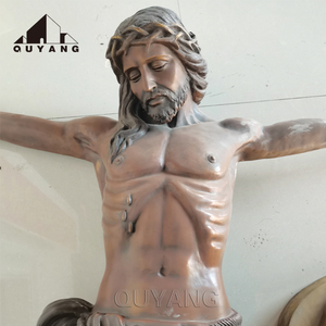 Escultura de Jesús Crucificado en la Cruz de Metal Bronce para Decoración de Iglesias Religiosas Occidentales QUYANG BSA-3202, Tamaño Personalizado - Product Image 3