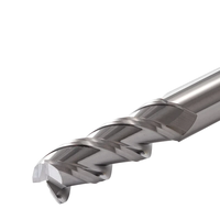 Fraise à queue plate CNC en carbure de tungstène massif, non revêtue, poli haute brillance, HRC30, 3 cannelures, queue de 4 mm, pour aluminium, personnalisée OEM ODM, pour droitiers