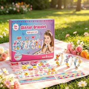 Set de manualidades DIY para diademas, diademas bonitas para niños, pulseras, lazos, cintas, estrellas, flores, recuerdos de fiesta, caja de regalo para proveedores - Product Image 6