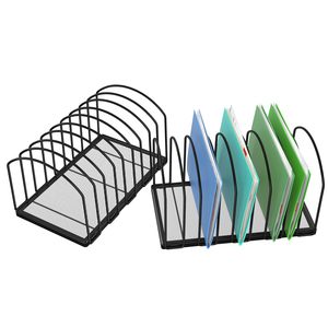 Organizador de archivos de escritorio inclinado de malla metálica, soporte vertical para carpetas de archivos, estante de Metal, clasificador de archivos, organizador de escritorio - Product Image 1