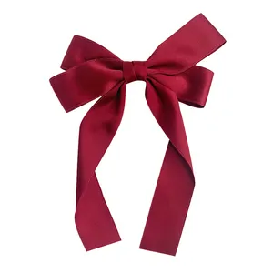 Custom Red Big Dissimetria Ribbon Bow Hair Clips para Mulheres Girl Hair Accessories Designer Atacado hair bow Baby girl Arcos