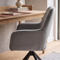 Chaise de salle à manger pivotante en velours avec accoudoirs creux, base en métal noir, chaise d'appoint rotative pour la maison, le bureau, le café, meubles d'intérieur