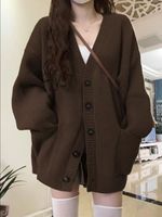 Suéter de punto de alta calidad para mujer, suéter de abrigo para mujer, chaqueta cárdigan suelta