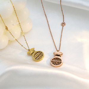 Korean Style Abacus Money Bag Necklace 18k Gold Plated Zinc Alloy Chain For Women Gift Jewelry - Product Image 1