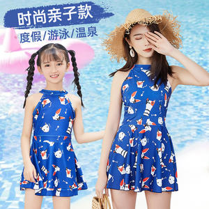 ชุดว่ายน้ำเด็กผู้หญิงน่ารักแบบชิ้นเดียว แห้งเร็ว ลายแมวสีขาว สำหรับเด็ก ชุดว่ายน้ำสไตล์เข้าชุดกับครอบครัว - Product Image 4