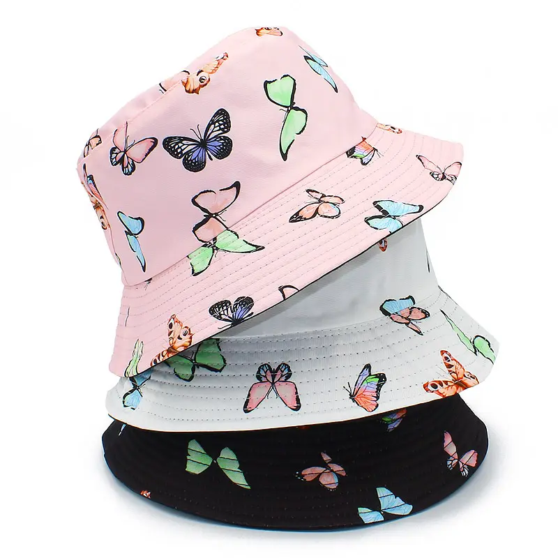 Personalizado 3D plano bordado impresión Digital 100% algodón satén seda forrado pesca cubo gorras sombreros con logotipo personalizado