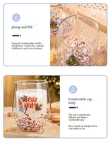 Gobelet en verre borosilicate à double paroi sans BPA de 10 oz avec impression d'arbre de Noël et couvercle – Verres isolants tendance pour café, thé, vin – Idéal comme cadeau