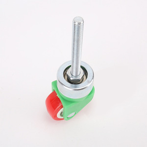 Rueda giratoria de poliuretano rojo, M10×25mm, tipo de varilla roscada, nivelación ajustable, sin freno, con rodamiento de bolas - Product Image 5
