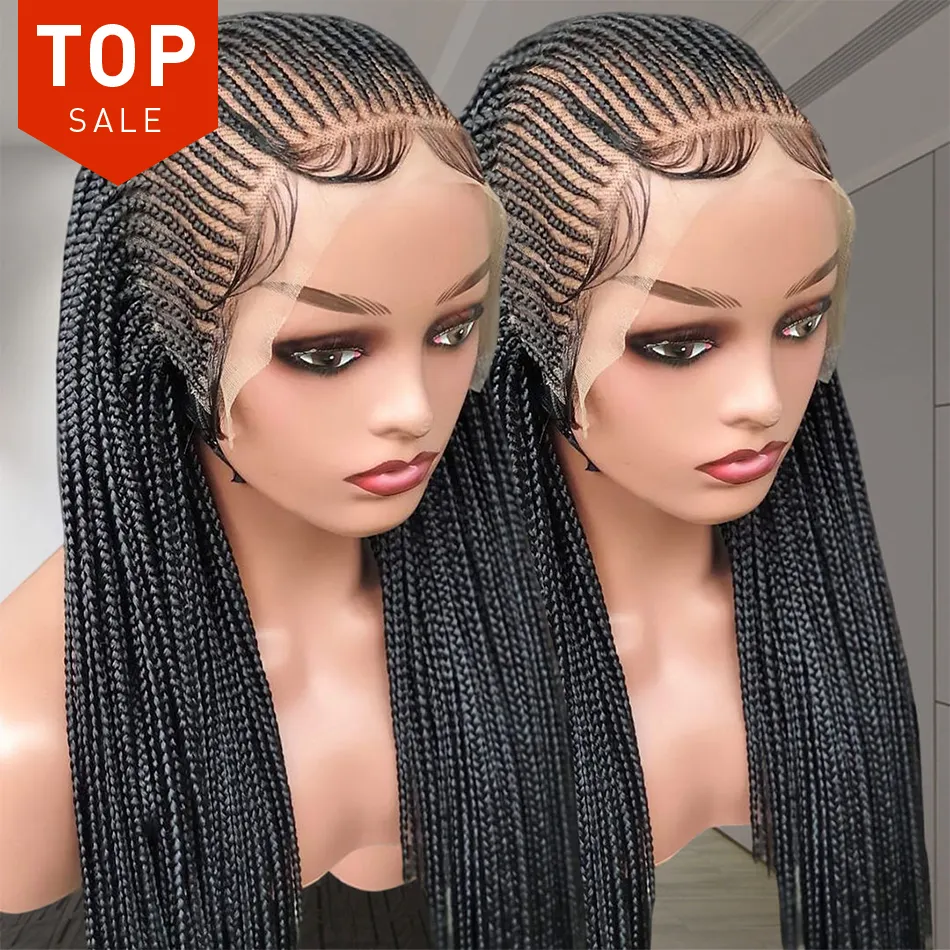 Quality Peruvian Virgin Braided Wigs Human Hair Lace Front 360 Full Lace Human Hair Wigs For Black Women HD Lace Frontal Wigs