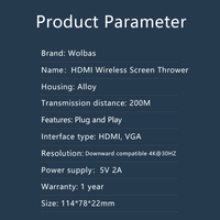 4K 30Hz HD Dual 5V/2A HDMl Wireless Screen Thrower 200M Wireless Transmitter and Receiver Extender Adapté à la surveillance NVR