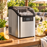 Machine à glaçons domestique en acier inoxydable, portable, avec nettoyage automatique, réservoir d'eau de 2,5 L, pour cuisine, bureau, bar à café