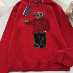 RL/Scan Code Red Envelope Little Bear 26 Automne/Hiver Style coréen <span class=keywords><strong>Pull</strong></span> en laine tricoté pour <span class=keywords><strong>femme</strong></span> avec broderie de dessin animé robuste - Product Image 2