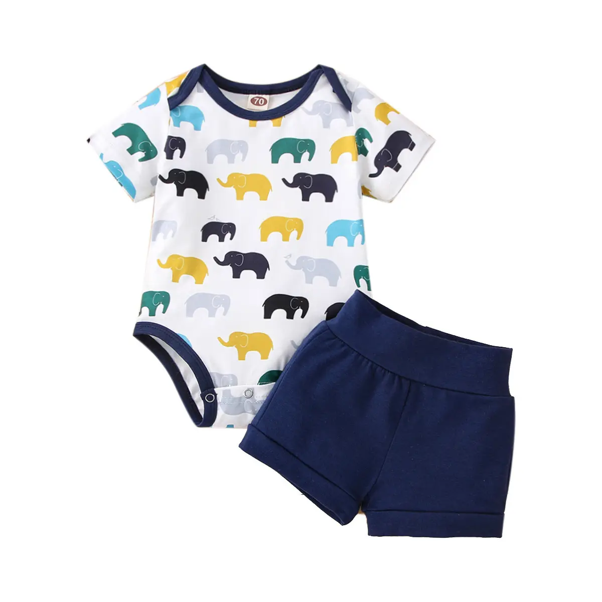 Summer Elephant Baby Infant Girls Boys Clothing Outfit Romper Set for 0-24m Newborn Toddlers Children