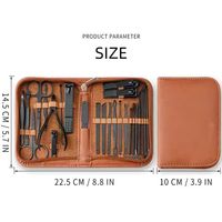 Ensemble de manucure portable luxueux en acier inoxydable Kit de soins des ongles avec boîte pour salon de toilettage brun