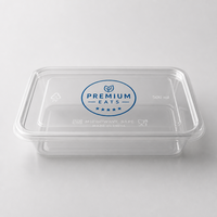 Boîte alimentaire empilable en plastique transparent robuste 500 ml, moulée par injection, sans BPA, compatible micro-ondes, avec couvercle pour préparation de repas
