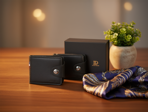 Set Regalo Portafoglio in Pelle da Uomo con Bottone Singolo, Lussuoso e Fatto a Mano per la Festa del Papà - Product Image 2