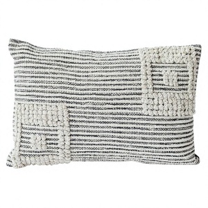 Housse de coussin lombaire en tricot rayé bohème, rectangulaire, textile, décorative, lavable, amovible - Product Image 1