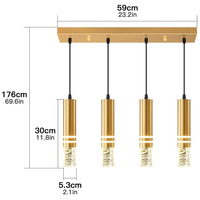 Lustre en cristal de fer à LED de vente chaude lampe de forme longue exclusive transfrontalière pour la taille de cuisine petite