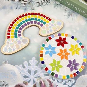 Base de Madera Mosaico con Ranuras de Bambú, Ecológica, Color Personalizable, Forma Irregular, Tablero de Mesa, Arte Artesanal Infantil - Product Image 2