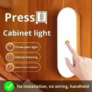 Lampe LED magnétique rechargeable par USB, 3 températures de couleur, sans fil, à coller au mur, pour chambre à coucher, placard, escalier, couloir - Product Image 2