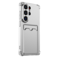 Étui de téléphone portable transparent souple en TPU avec fente pour carte de poche pour Samsung Galaxy S26 Ultra, coque arrière pour S26 + S26 Edge