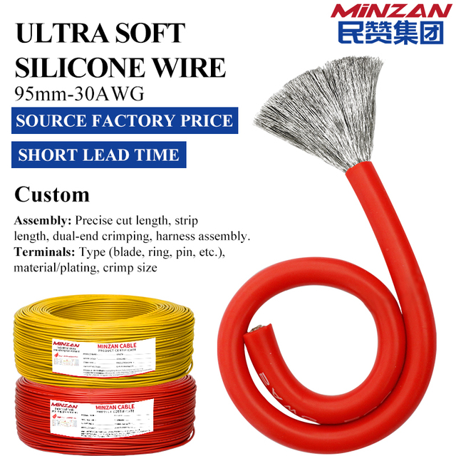 High Temperature Insulate Single Tinned Copper Silicone Electrical Cable 2 4 6 10 12 14 Awg Gauge Flexible Heating Silicone Wire