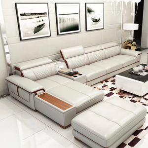 Sofa kulit serat mikro untuk ruang tamu, Sofa cerdas furnitur mewah terlaris Global bagian berbentuk U - Product Image 2